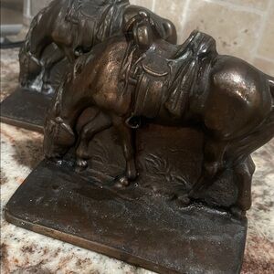 Antique W.T.K. Bronze Horse Bookends - Pair